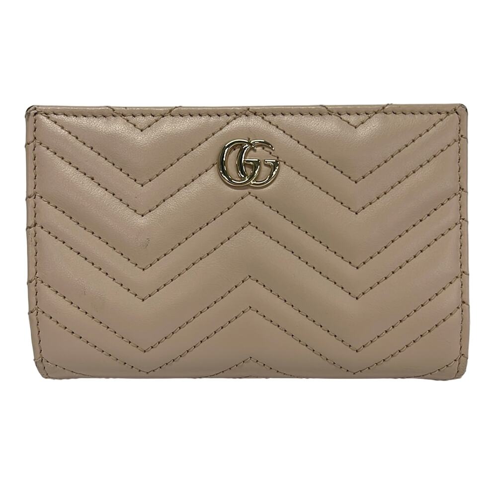 Gucci GG Marmont Bifold Wallet 781583 Beige Gold